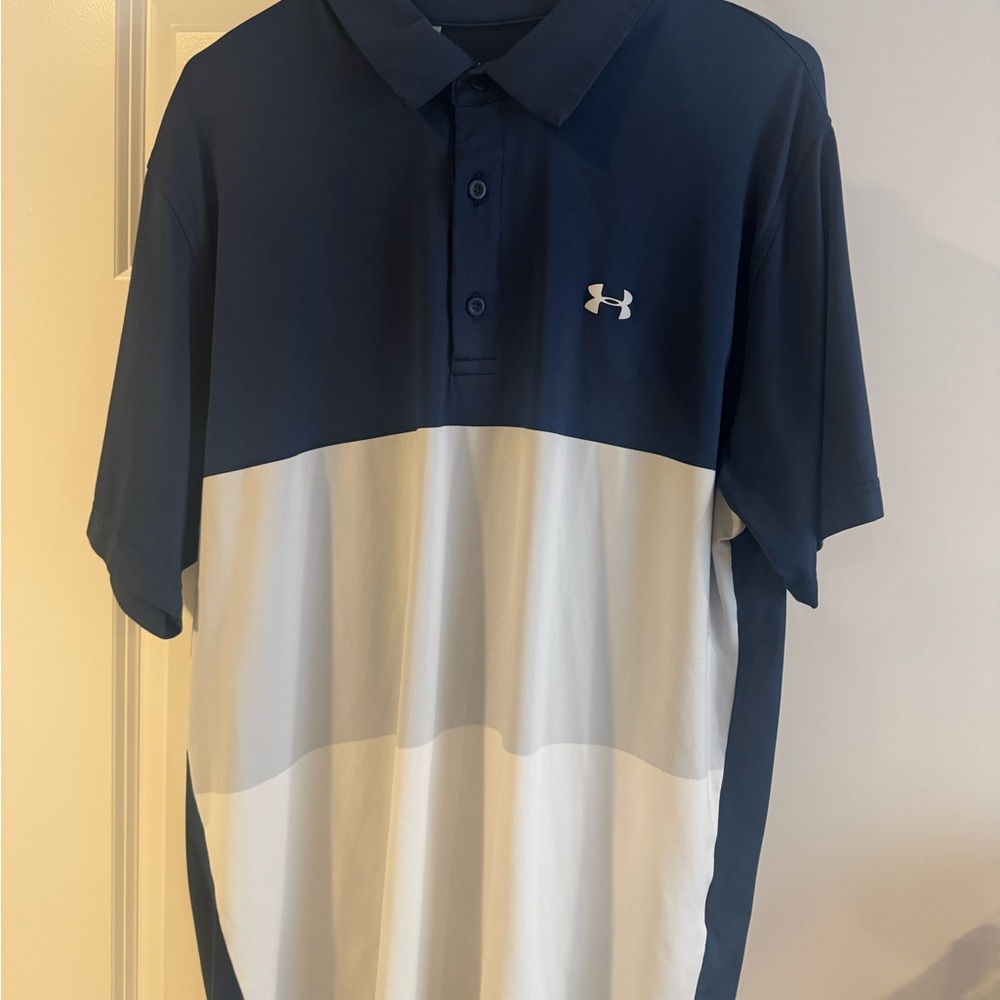 Under Armour Navy and White Polo Shirt